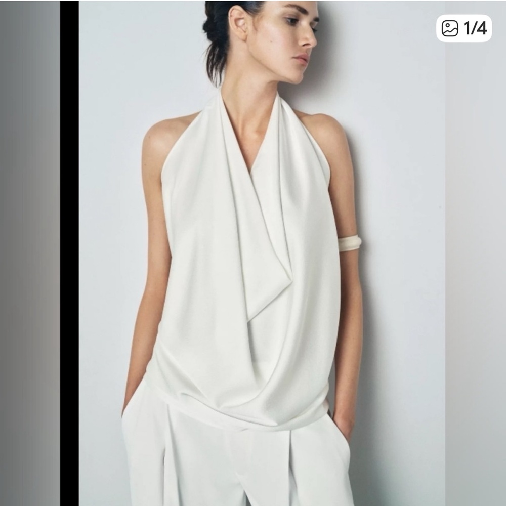 Zara ZW Collection White Halter Top -Sz S